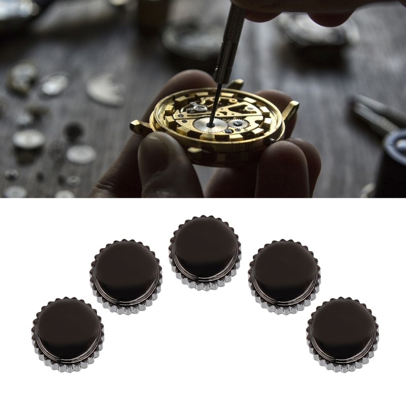 5pcs Watch Crown Steel Watch Head Repairing Parts Replacement Accessories