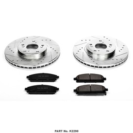 Power Stop K2290 Front Z23 Carbon Fiber Brake Pads with Drilled & Slotted Brake Rotors Kit