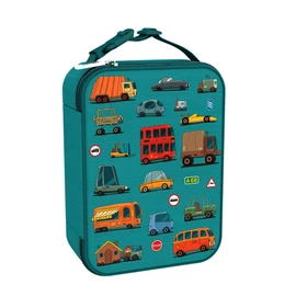 Ion8 Borsa per il Pranzo di Alta Qualità, Tasca Esterna in Rete per Bottiglie, Cinghia in Nylon con Separazione per Appendere, Interno Imbottito e Lavabile, Poliestere, Automobili