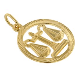 trendor Zodiac Libra 333 Gold Pendant Diameter 16 mm Fashionable Zodiac Sign Pendant Made of Real Gold for Men and Women Elegant Gift Idea 39000-10