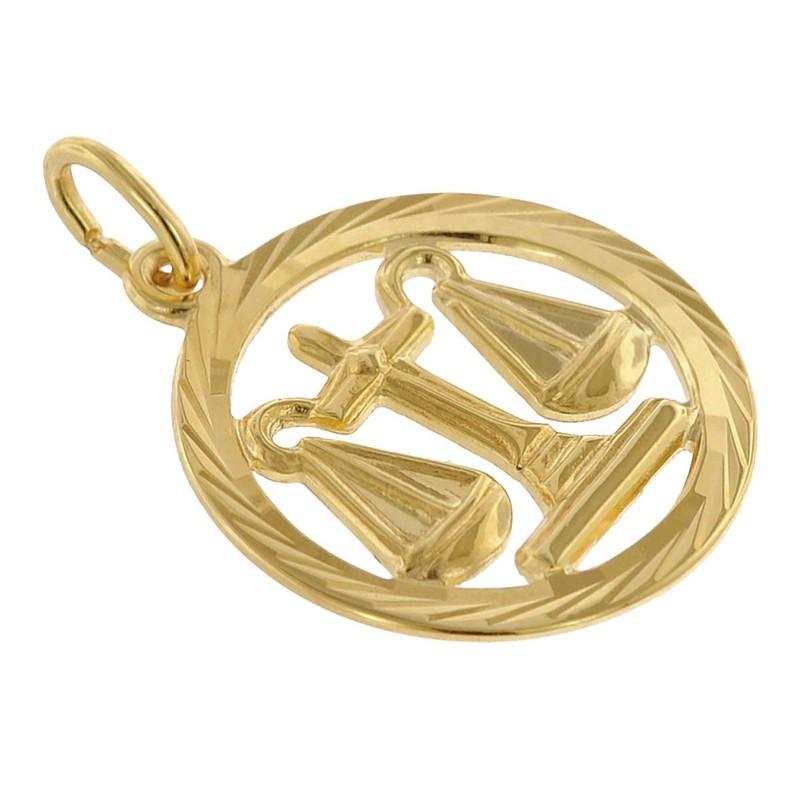 trendor Zodiac Libra 333 Gold Pendant Diameter 16 mm Fashionable