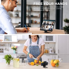 VULKIT Phone Stand for Desk, Tablet Stand for Tablets Under 11 Inches, Adjustable Height & Angle, Foldable & Portable, Multiple Fits for Most Phones Series