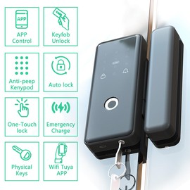 Sliding Swing Door Smart Lock for Glass Door Keyless Entry Digital Door Lock, Fingerprint/APP/Password/Card/Key Five in One WiFi Lock for Office,Home,Hotel,Apartment