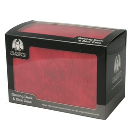 Grinning Gargoyle - Ultimate Dragon Hide Deck Box – Holds up to 192 Cards and 15 Dice – Perfect for RPG, TCG and CCG – 3 Durable Storage Compartments for Collectable Card and Roleplaying (Red)