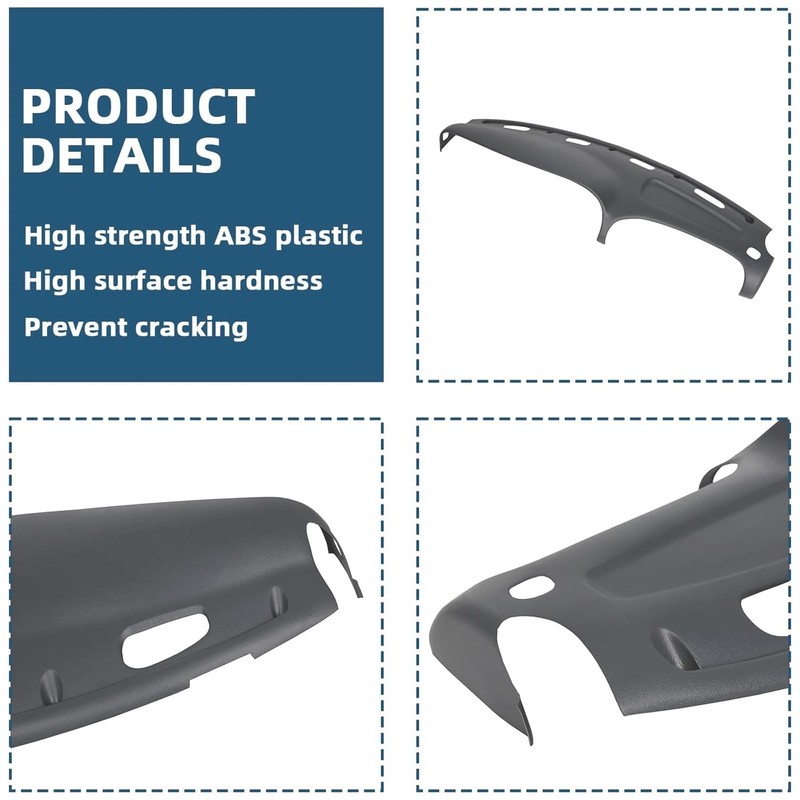 ECOTRIC Dash Cover Overlay Compatible with 1998-2001 Dodge Ram 1500,