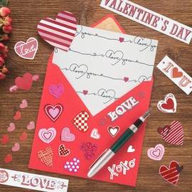 GLKTOPO 12 Inches Double-sided Valentine's Day Theme Scrapbook Paper 24 Sheets Decoupages Red Pink Love Pattern Origami Cardstock Decoration Scrapbooking DIY for Sweetheart Lovers Gift
