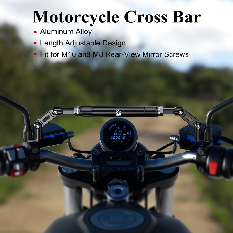 BRCOVAN Motorcycle Cross Bar Fit M10 & M8 Rear-View Mirror