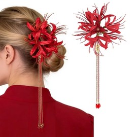 Red Spider Lily Flower Hair Clips,Handmade Lycoris Radiata Flower Hairpin