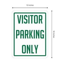 Set of 3 Double Sided 12x16 Inch Plastic Sign "Visitor Parking Only" with Metal H-Stakes - Plastic Parking Signs Green on White - Guest Parking Only Signage - Parking Visitor Sign for Yard