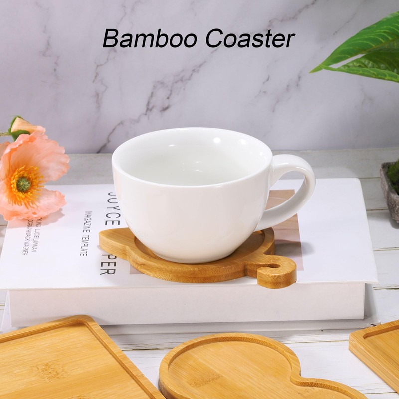 sourcing map 4PCS Mosaic Bamboo Coasters, 3.1 Inch Blank Base