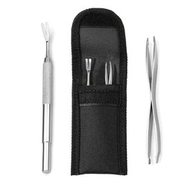 jatimdotin Tick Tweezers Set of 2 Tick Remover with Tick Hook and Double-Headed Tick Tweezers for Humans, Dogs, Cats (with Storage Bag)