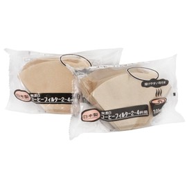 Okabe Coffee Filter, For 2 to 4 Cups, Made in Japan, Trapezoid Dripper Dedicated, Unbleached, Brown, Easy to Open Ears, 100 Pieces, 2 Packs, Total of 200 Sheets