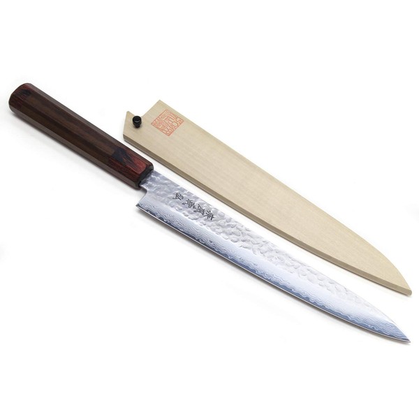 Yoshihiro VG-10 46 Layers Hammered Damascus Sujihiki Japanese Slicer Knife