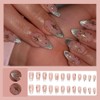 24 Pcs Press on Nails Short Almond Nail Tips,YEFIUO Cat's