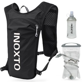 INOXTO Water Bag Weste Rucksack mit 1.5L Wasserbeutel,Wasserbeutel Rucksack geeignet für Outdoor Wanderkreuz Country Marathon Radsportwettbewerb Mountain Camping Männer und Frauen (Schwarz und Weiß)