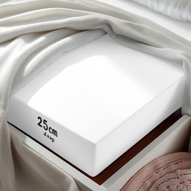 Aspire Homeware Double Fitted Sheet - 25 cm Deep Hotel Quality (White) Bed Sheets - Soft & Breathable Fitted Bed Sheets Double - Anti-Wrinkle Easy Care Fitted Sheets
