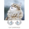 KINGWHYTE Cat Earrings 925 Sterling Silver Moon Earrings Cute Cat