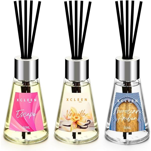 3 Pack Reed Diffuser, Scented Oil Diffuser with 15 Sticks,