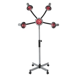 5 Head Infrared Heat Lamp Red Light, 750W Color Processor Machine, Adjustable Height, Portable Floor Hair Dryer for Salon, Coloring, Drying. (Silver-Grey)