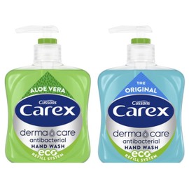 Carex Antibacterial Hand Wash Derma Care Original and Aloe Vera Set 2 x 250ml Eco Refill System Bottles