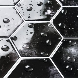 LaCheery 12"x12" Removable Black Hexagon Peel and Stick Backsplash Tile for Kitchen Backsplash Tiles Peel and Stick Hexagon Self Adhesive Backsplash for Kitchen Bathroom Wall Tile Waterproof 4 Sheets