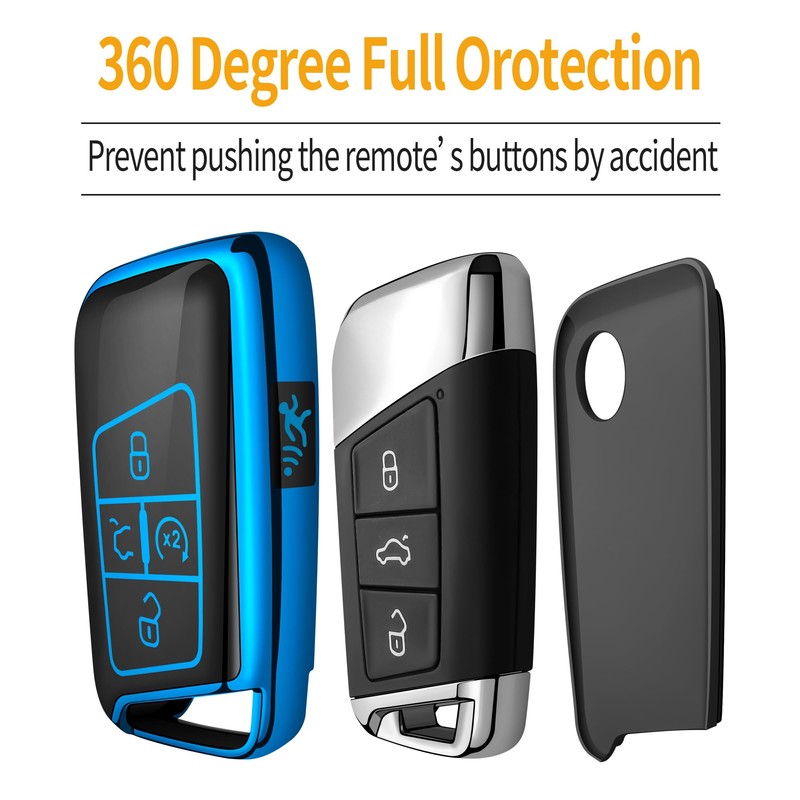 Sindeda for Volkswagen Key Fob Cover with Keychain Soft Full