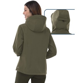 Outdoor Ventures Women's Softshell Jacket with Hood Fleece Lined Warm Lightweight Waterproof Insulated Windbreaker