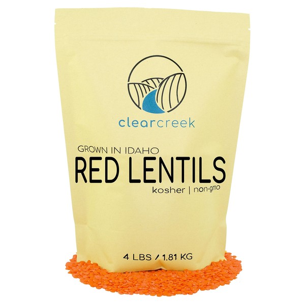 Idaho Red Lentils | Non-GMO | 4 lb Resealable Bag | Kosher | Vegan | Non-Irradiated (Will Sprout) | High in Fiber and Protein
