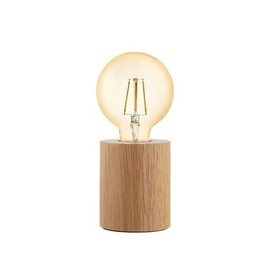 EGLO Tischlampe Turialdo, Tischleuchte Industrial, Vintage, Nachttischlampe aus Holz und Stahl, Wohnzimmerlampe in Natur, Schwarz, FSC zertifiziert, Lampe mit Schalter, E27 Fassung
