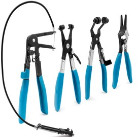 rngwaper Set of 4 Hose Clamp Pliers, Spring Band Clamp Pliers with Straight Neck Hose Remover Pliers Clamp Pliers Car with Ratchet Lock