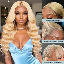 WAQI 32 Inch 613 Lace Front Wig Human Hair 200 Density Blonde Wig 13x4 Lace Front Wigs Human Hair Pre Plucked Blonde 613 Wigs For Women