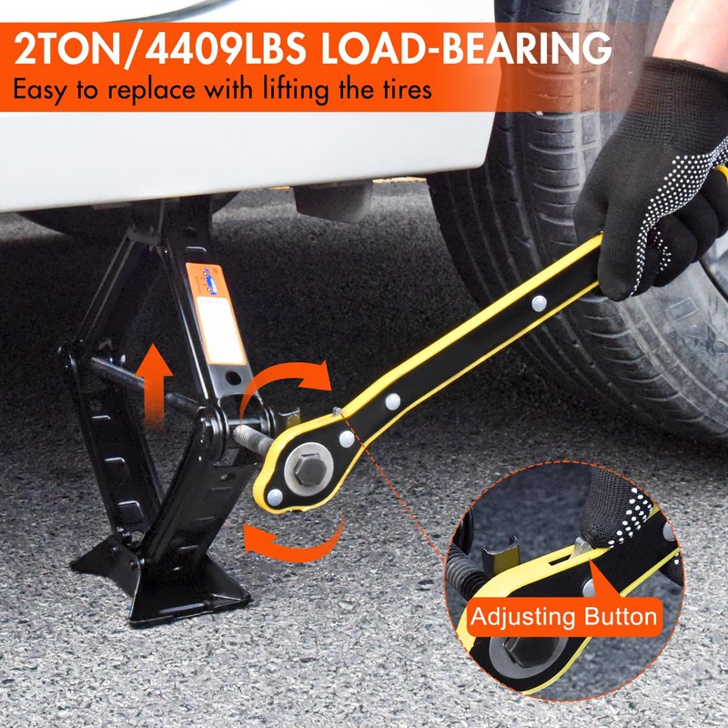 Scissor Car Jack 2 Ton (4409 lbs) Tire Changing Kit