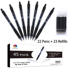 Smart Color Art 45 Pack Black Gel Pens, Retractable Medium Point Gel Ink Pens Smooth Writing for School Office Home, Comfort Grip