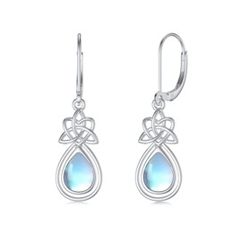 925 Sterling Silver Moonstone Dangle Earrings/Round/Filigree/Moon/Star/Dangle Moonstone Earrings with Gift Box, Moonstone Jewelry Gift for Mother/Daughter/Girlfriend, Sterling Silver, Moonstone