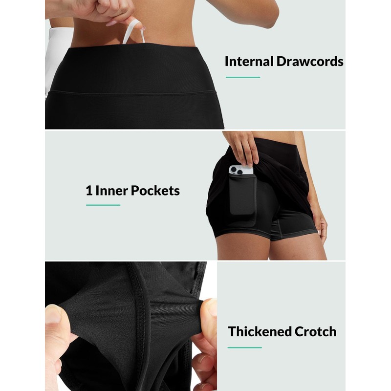 BALEAF 14" Swim Skirts for Women High Waisted Bathing Suit