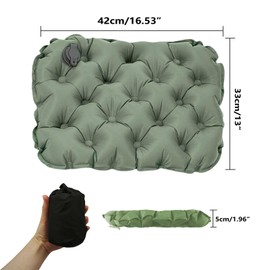 GRSECPO Lightweight Inflatable Air Seat Cushion,Instant Seat Comfort Lightweight,Packable Air Cushion for Hard Surfaces - Camping,Hiking,Games,Work(Green)