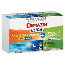 Demazin Ultra Cold & Flu + Cough + Immune Defence Day + Night Cap X 34