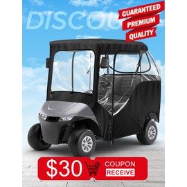 moveland 2 Passenger Golf Cart Driving Enclosure for EZGO TXT RXV - Upgraded Stronger Door Zipper for Golf Cart Rain Enclosure