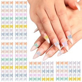 BEIQIYA 300pcs 3D Butterfly Nail Art Charms, Bling Butterfly Nails Decor Manicure Accessories, Sparkly Resin Craft Gems for Phone Cases Mirrors Cards Wall Decorations DIY Crafts- 10 Colors