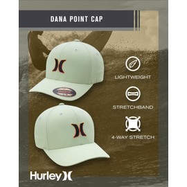 Hurley Men's Baseball Cap - Dana Point Cotton Ripstop Stretch Fitted Cap for Men with Gradient Embroidered Icon (Size: S-XL), Ash Green