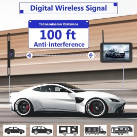 Yuanting 1080P Wireless Car Backup Camera System 5" Monitor for Truck Camper Express VAN