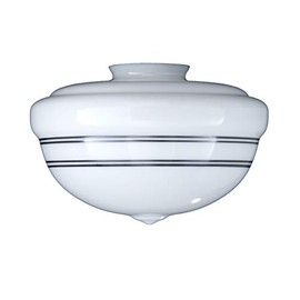 B&P Lamp® 4" Fit, 10" Diameter, 8" Height, Schoolhouse Shade W/Black Band