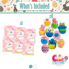 Easter Snack Green Tin Basket (46 Count) Filled with Candy, Treats and Bunny, Great Package for Family, Friends, Kids, Boys and Girls