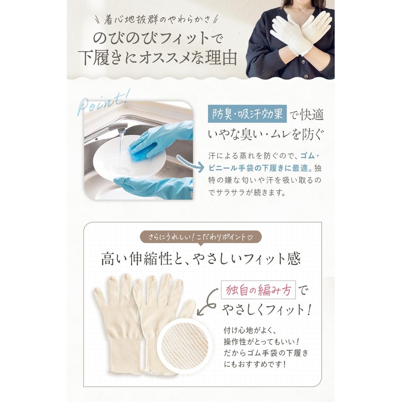 CHELABO 【Dermatologist-Supervised x Soft Gloves】 Cotton Gloves, Made in Japan,