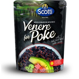 Pre-Cooked Black Rice, Venere, Seasoned for Poke', Ready in 2 Minutes, Product of Italy, All Natural, Non-GMO, Gluten-Free, Riso Scotti (Pre-Cooked Poke' Black Rice 8.11 lbs (230g))