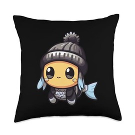 Cozy Winter Animals Inc Cute Fish Animal Cozy Winter Baby Kawaii Throw Pillow, 18x18, Multicolor