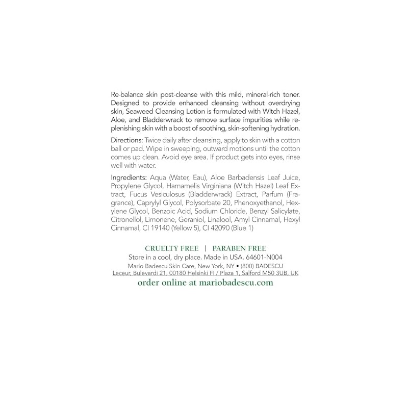 Mario Badescu Loción limpiadora de algas marinas para pieles mixtas,
