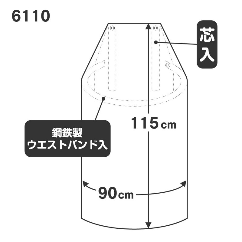 Otafuku Gloves Apron with Chest [One-Touch Chlorinated Vinyl (with Polyester