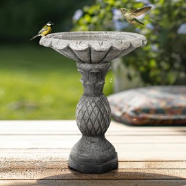 SunJet 21.8 Inch Heigh Modern Concrete Bird Bath – Sleek & Minimalist Design, birdbath Sturdy & Elegant, Enhances Garden, Patio, Yard, Lawn Décor
