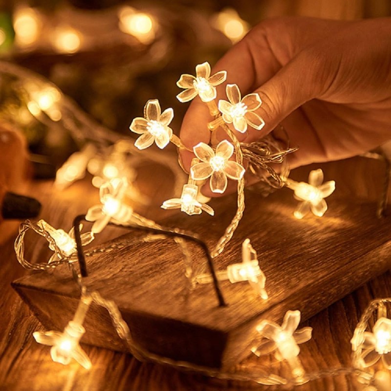 WFGGEH Flower String Lights, 10ft 20 LED USB Powered Cherry